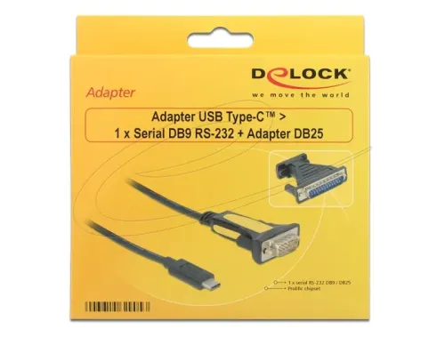 USB-C - RS-232 adapter Prolific chipset (9p D / 25p D)
