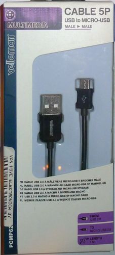 USB A naar micro USB B, 1 meter (zwart)